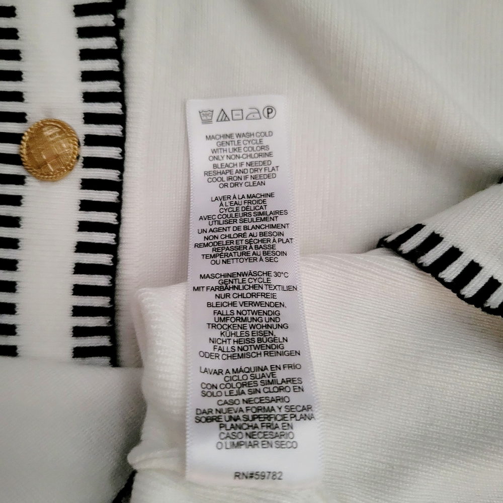 Adrianna Papell Womens White Blazer with Black Stripes Size US M - Picture 5 of 8